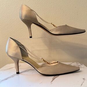 Stuart Weitzman Splendor Heels, Color is Sparker Lame, Size 9-1/2, Look NIB